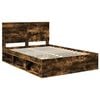 vidaXL Bed Frame Smoked Oak 140 x 200 cm Solid Pine Wood