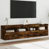 vidaXL TV Wall Cabinets with LED Lights 2 pcs Smoked Oak 80x30x40 cm