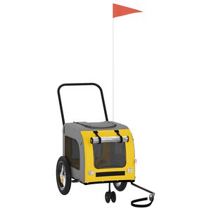 vidaXL Pet Bike Trailer Yellow and Grey 54.5 x 120 x 161 cm