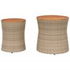 vidaXL Garden Side Tables 2 pcs with Wooden Top Beige Poly Rattan