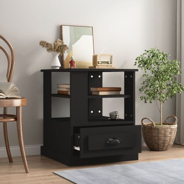 vidaXL Side Table Black 50x50x60 cm Engineered Wood