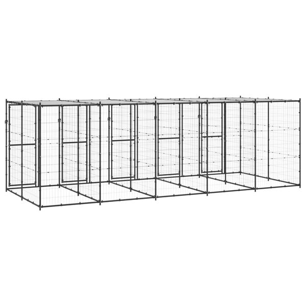 vidaXL Outdoor Dog Kennel Steel with Roof 12.1 m&sup2;