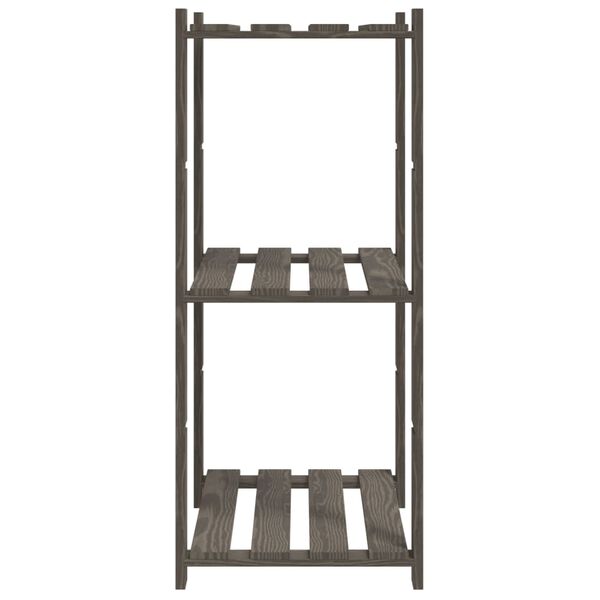 vidaXL 3-Tier Storage Rack Grey 60x38x90 cm Solid Wood Pine
