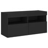 vidaXL 4 Piece TV Wall Units with LED Black Engineered Wood