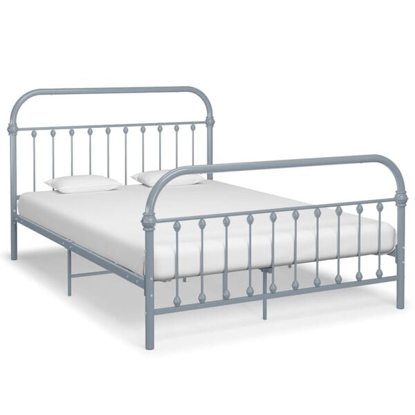 vidaXL Bed Frame without Mattress Grey Metal 140x200 cm