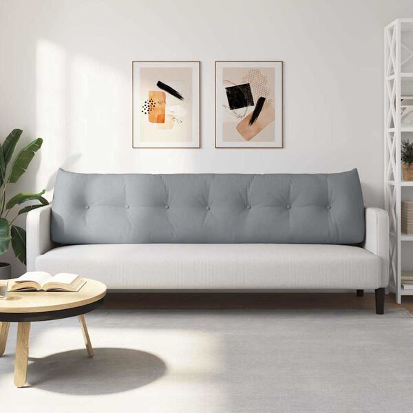 vidaXL Back Pillow Light Grey 200 x 24 x 50 cm Fabric