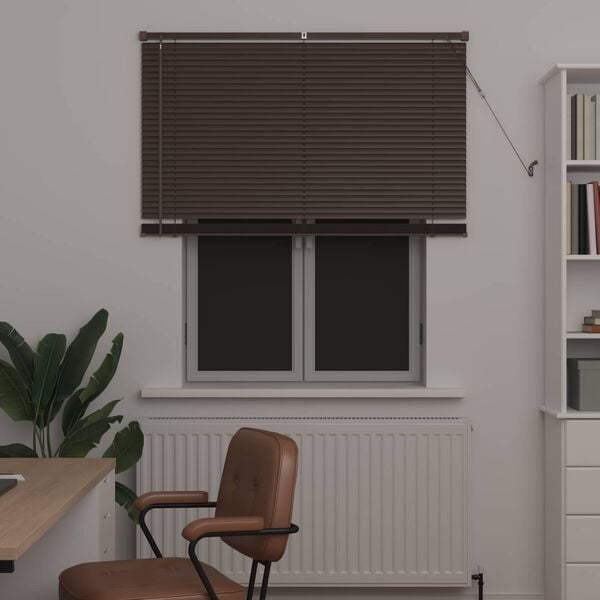 vidaXL Venetian Blind Manual Dark Brown with Pattern 150 x 110 cm PVC