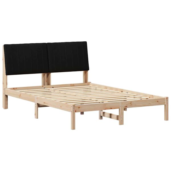 vidaXL Bed Frame with Headboard Black 140 x 200 cm Solid Pine Wood