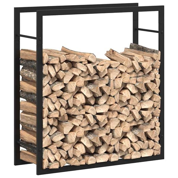 vidaXL Firewood Rack Matt Black 80x28x86 cm Steel