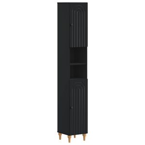 vidaXL Bathroom Cabinet with Open Shelf ALKMAAR Black 30 x 31 x 190 cm
