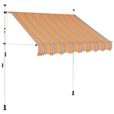 vidaXL Manual Retractable Awning 150 cm Yellow and Blue Stripes
