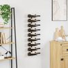 vidaXL Wall-mounted Wine Rack for 9 Bottles Black Iron