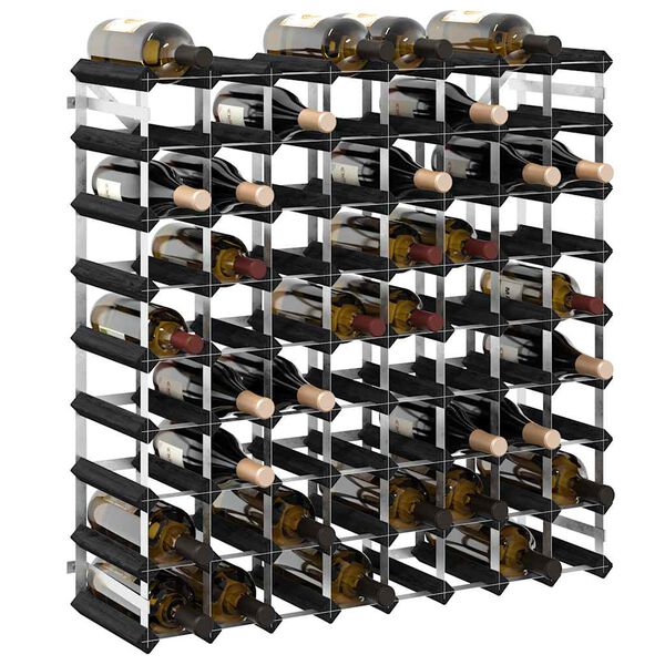 vidaXL Wine Rack for 72 Bottles Black Solid Pine Wood