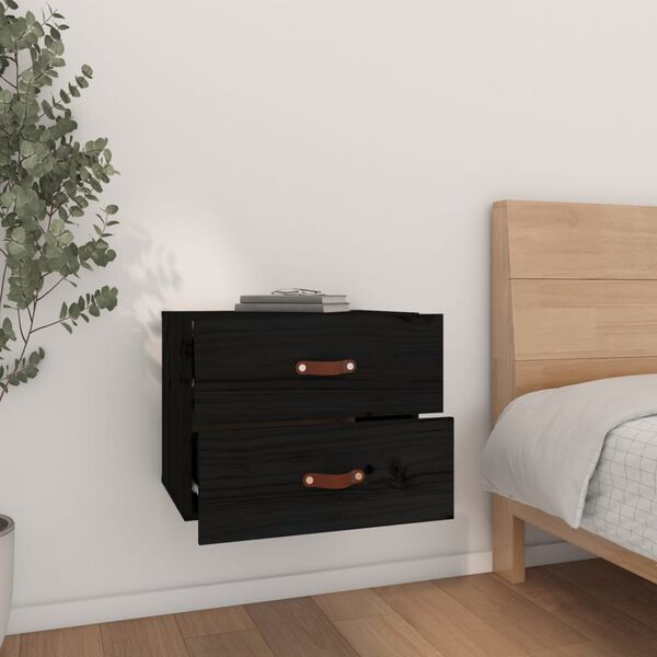 vidaXL Wall-mounted Bedside Cabinet Black 50x36x40 cm