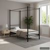 vidaXL Canopy Bed Frame without Mattress Black Metal 100x200 cm