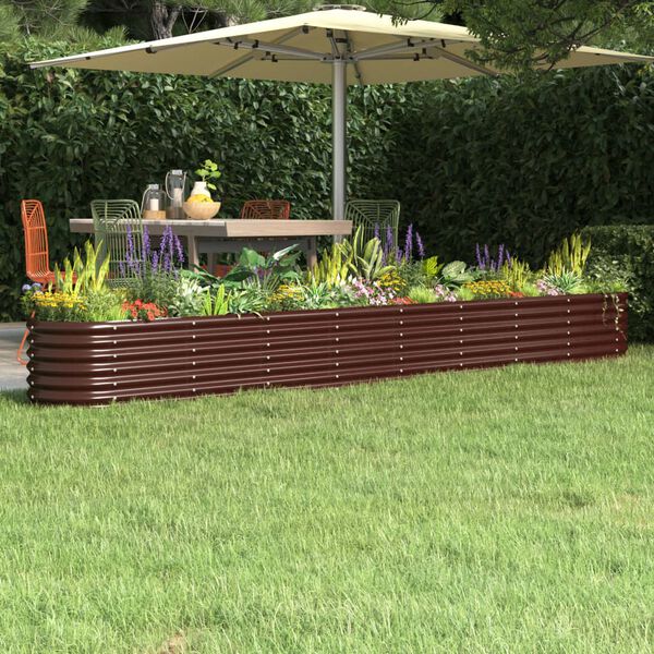 vidaXL Garden Raised Bed Galvanised Steel 332x40x36 cm Brown