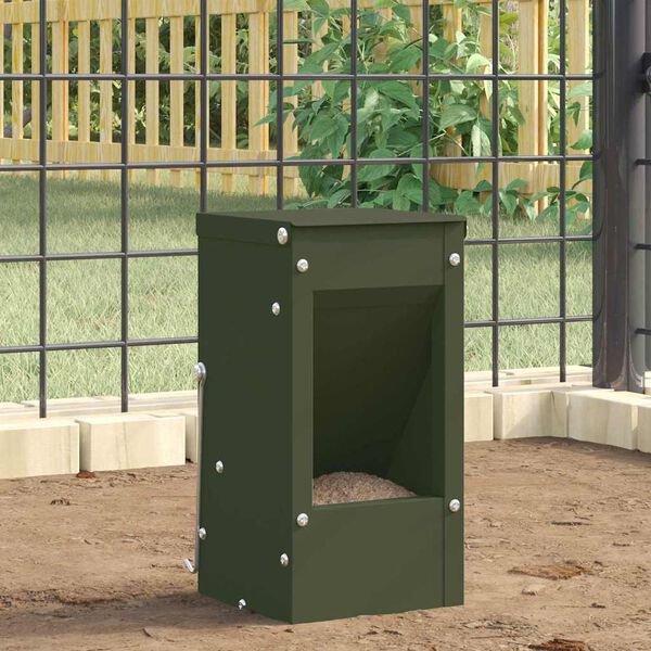 vidaXL Rabbit Feeder Olive Green 12.5 x 12.5 x 25 cm Cold-Rolled Steel