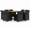 vidaXL Garden Dining Set | Black | PE rattan | 8-Piece | Foldable