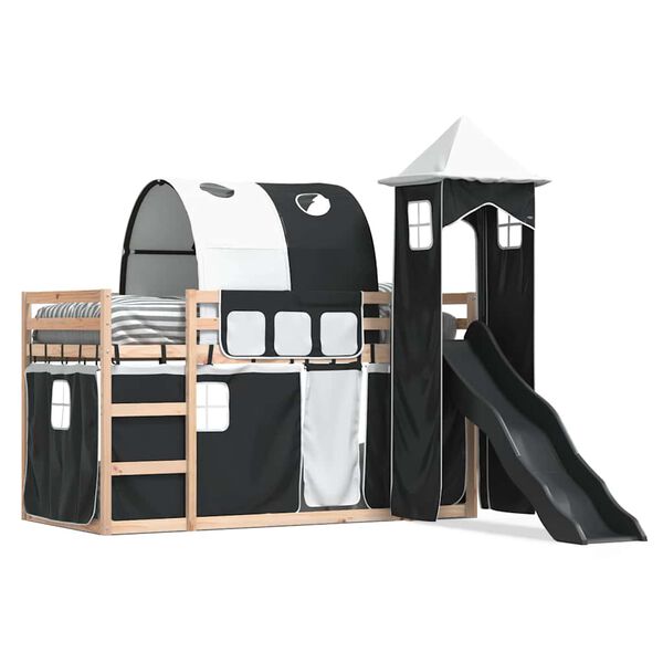 vidaXL Bunk Bed without Mattress with Slide White and Black 90x190 cm Single