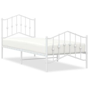 vidaXL Metal Bed Frame without Mattress with Footboard&nbsp;White 90x200cm