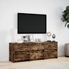 vidaXL TV Cabinet with LED Smoked Oak 140x34x50 cm Engineered Wood