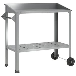 vidaXL Potting Table with Wheels Silver 96 x 50 x 89 cm