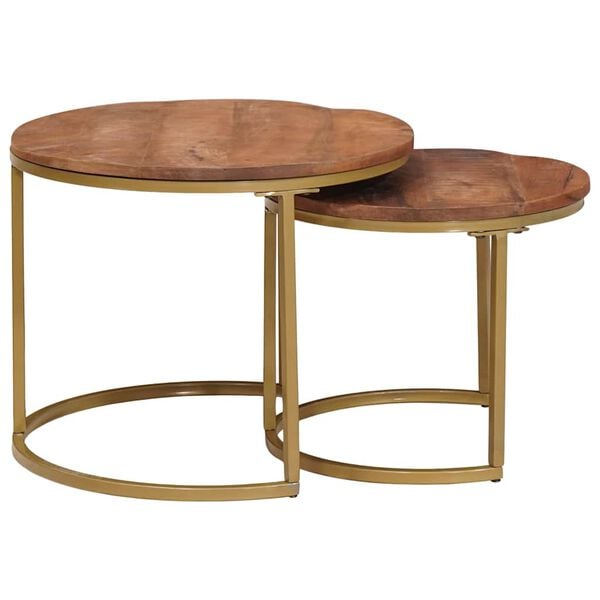 vidaXL Nesting Coffee Tables 2 pcs Solid Mango Wood and Steel