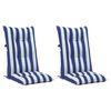 vidaXL Garden Highback Chair Cushions 2 pcs Blue&White Stripe 120x50x7 cm Fabric