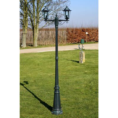 vidaXL Garden Light Post 2-arms 215 cm Dark Green/Black Aluminium