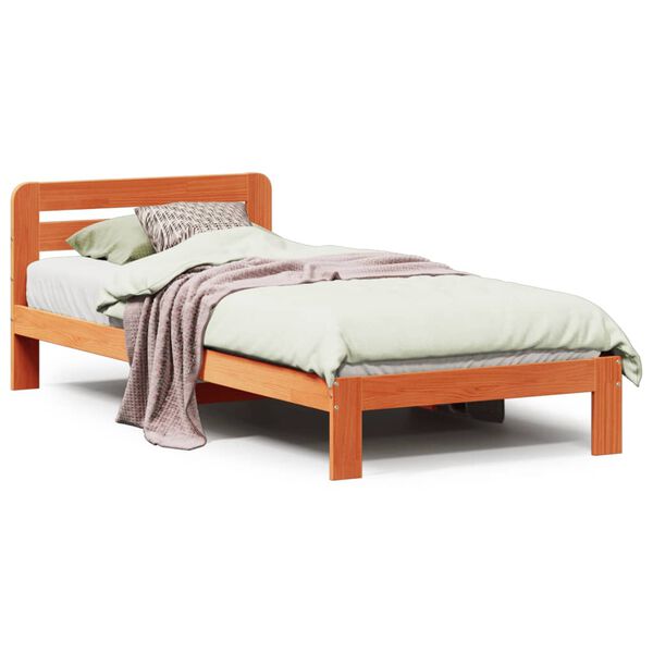 vidaXL Bed Frame without Mattress Wax Brown 75x190 cm Small Single Solid Wood Pine