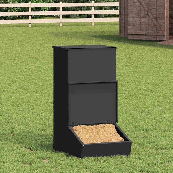 vidaXL Pig Feeder Black 55 x 38 x 76 cm Cold-Rolled Steel
