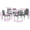 vidaXL 7 Piece Garden Dining Set with Cushions Grey Poly Rattan