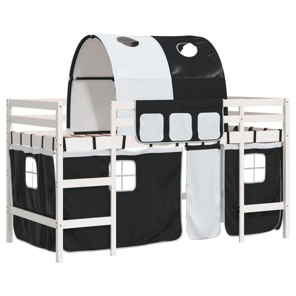 vidaXL Kids' Loft Bed with Tunnel without Mattress White&Black 80x200cm