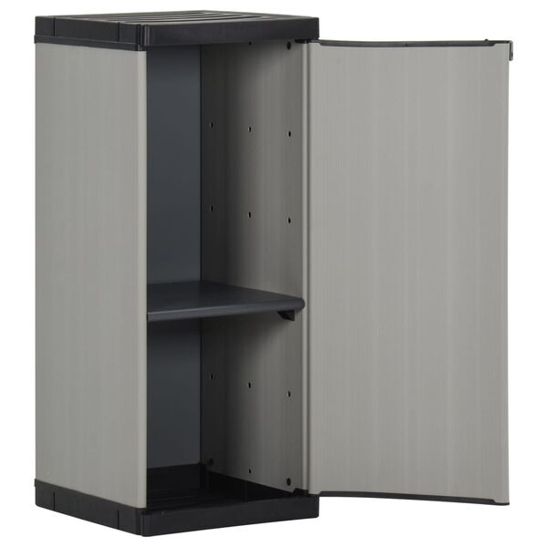 vidaXL Garden Storage Cabinet with 1 Shelf Grey and Black 35x40x85 cm