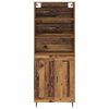vidaXL Highboard Old Wood 69.5 x 34 x 180 cm Engineered Wood and Glass
