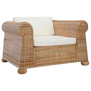 vidaXL Armchair with Cushions Natural Rattan