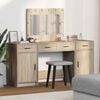 vidaXL Dressing Table with Mirror Lights 3 pcs Brown Engineered Wood