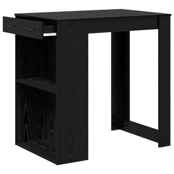 vidaXL Bar Table Black Oak 102 x 70 x 103.5 cm Engineered Wood
