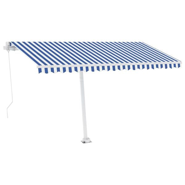 vidaXL Freestanding Manual Retractable Awning 400x300 cm Blue/White