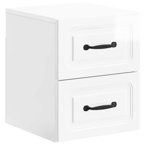 vidaXL Wall-Mounted Bedside Cabinet High Gloss White 34.5 x 33 x 40 cm