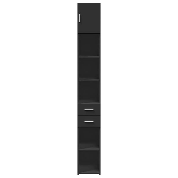 vidaXL Slim Storage Cabinet Black 30x42.5x225 cm Engineered Wood