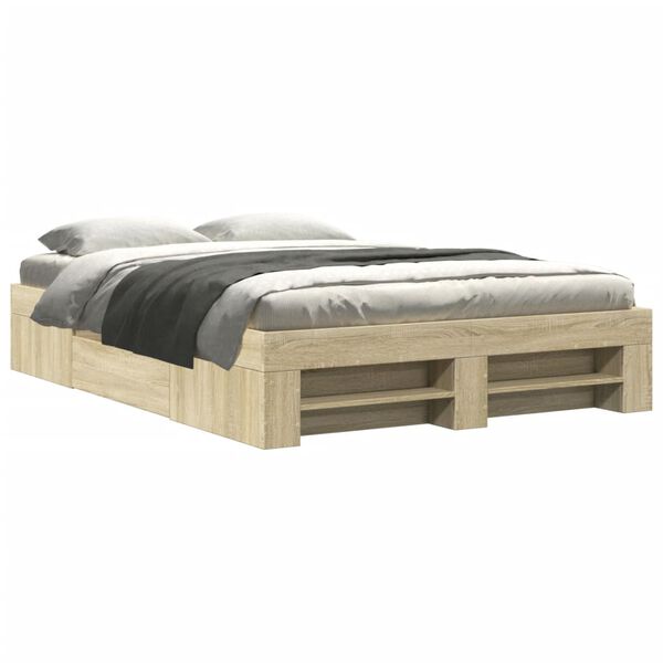 vidaXL Bed Frame without Mattress Sonoma Oak 140x190 cm Engineered Wood