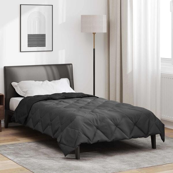 vidaXL Full Year Duvet Black and Anthracite 200 x 135 cm Microfiber