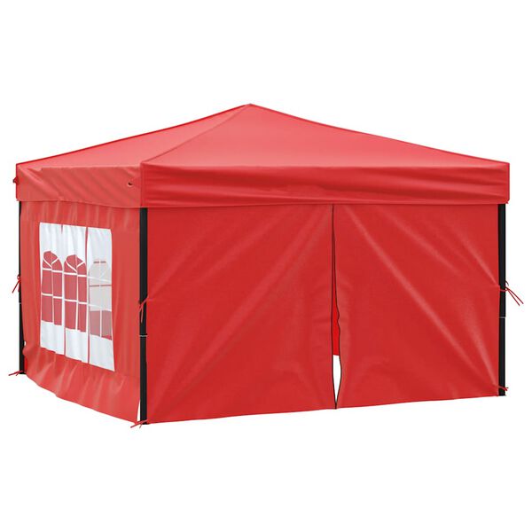 vidaXL Folding Party Tent with Sidewalls Red 3x3 m