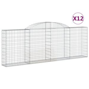vidaXL Arched Gabion Baskets 12 pcs 300x30x100/120 cm Galvanised Iron