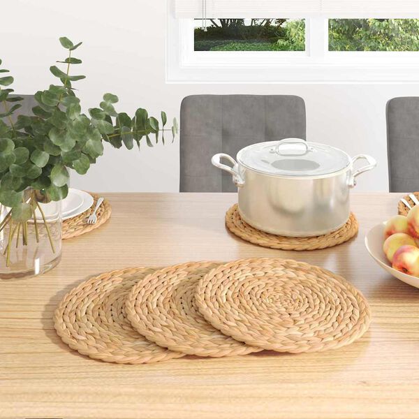 vidaXL Round Woven Placemats 10 pcs Natural &Oslash; 30 cm Water hyacinth