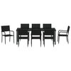 vidaXL Garden Dining Set with Cushion 9 pcs Black Poly Rattan