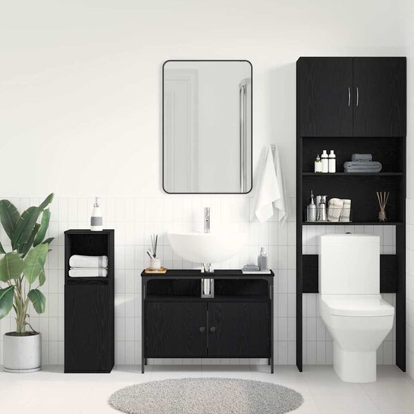 vidaXL Bathroom Sink Cabinet Black oak 80 x 30 x 60 cm Engineered Wood