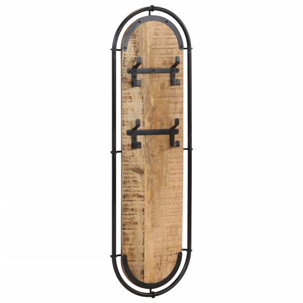 vidaXL Wall-mounted Coat Racks with 4 Hooks 2 pcs Solid Wood Rough Mango