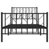 vidaXL Metal Bed Frame without Mattress with Footboard Black 90x190cm
